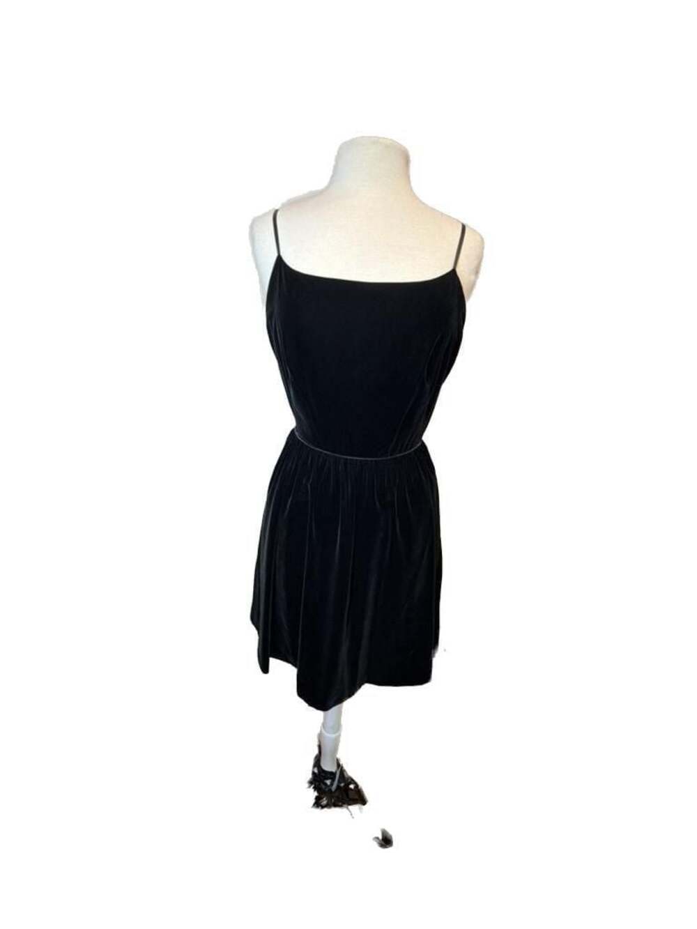 J.Crew Black Velvet Spaghetti Strap Mini Dress Size 6